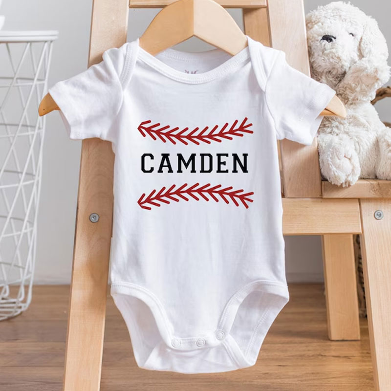Personalized Baseball Baby Bodysuit Custom Name