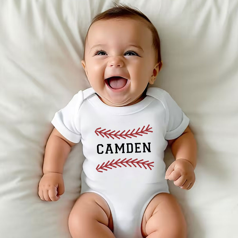 Personalized Baseball Baby Bodysuit Custom Name