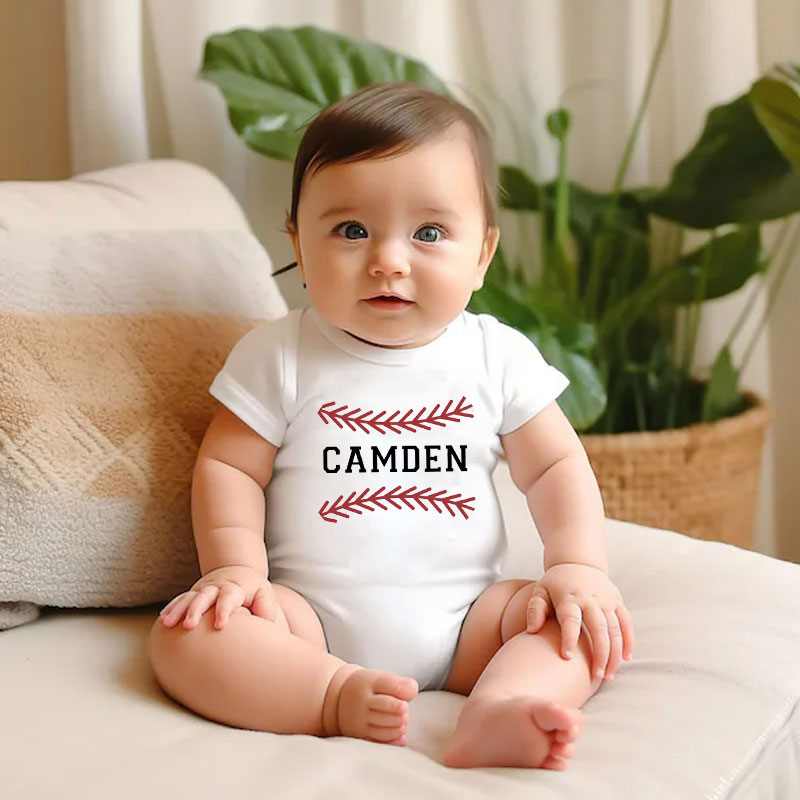 Personalized Baseball Baby Bodysuit Custom Name