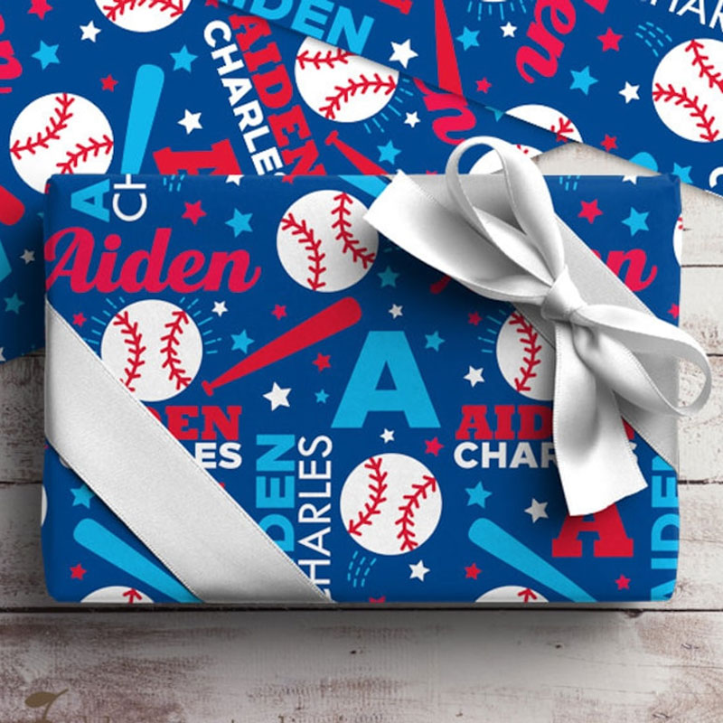 Personalized Baseball Name Wrapping Paper