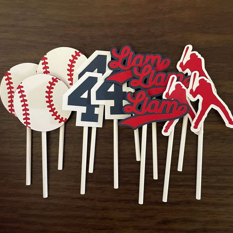 Personalized Baseball Team Cupcake Toppers