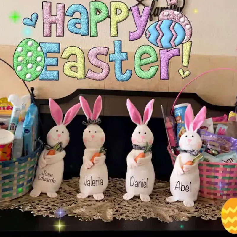 Personalized Beanie Bunny Toy, Spring Decor, Easter Decor