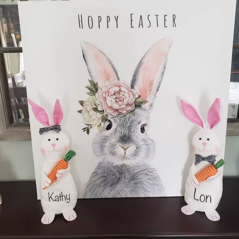 Personalized Beanie Bunny Toy, Spring Decor, Easter Decor