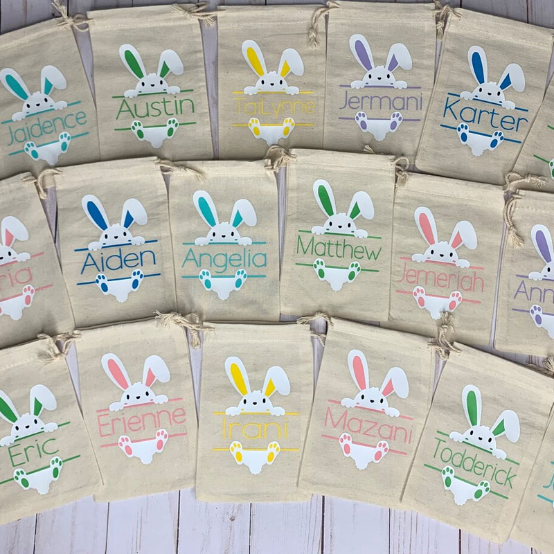 Personalized Bunny Favor Bags Set Of 10