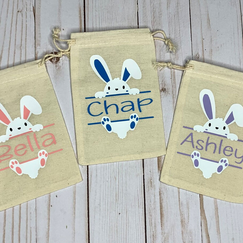 Personalized Bunny Favor Bags Set Of 10