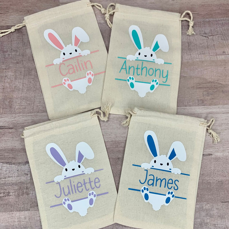 Personalized Bunny Favor Bags Set Of 10