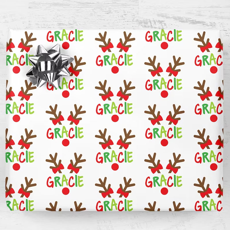Personalized Christmas Gift Reindeer Wrapping Paper