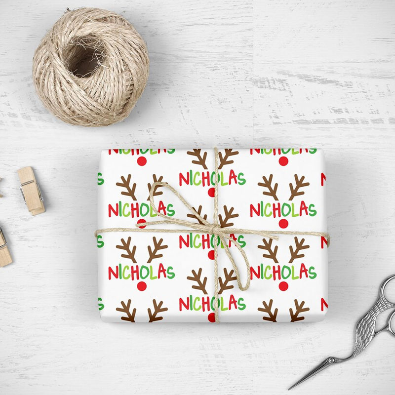 Personalized Christmas Gift Reindeer Wrapping Paper