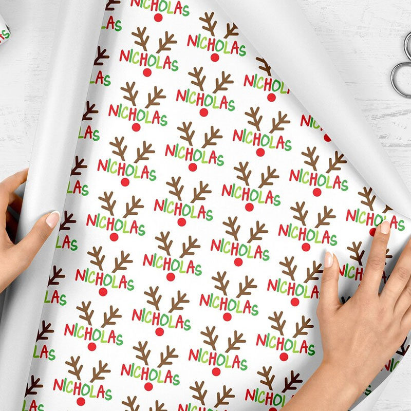 Personalized Christmas Gift Reindeer Wrapping Paper