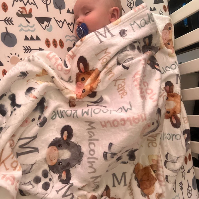Personalized Cow Baby Blanket Baby Farm
