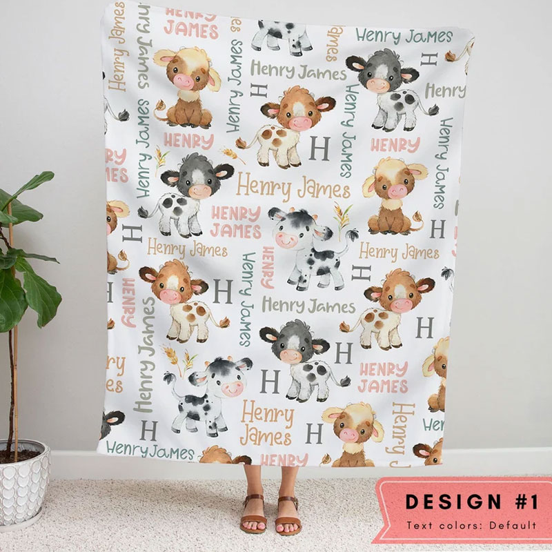 Personalized Cow Baby Blanket Baby Farm