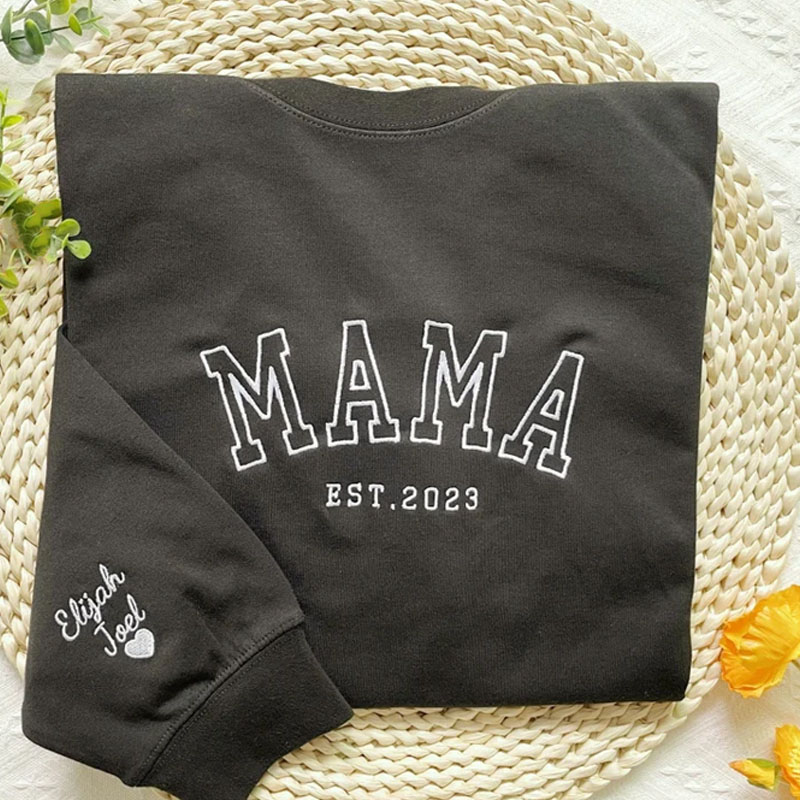 Personalized Dad Date And Heart Embroidered Sweatshirt