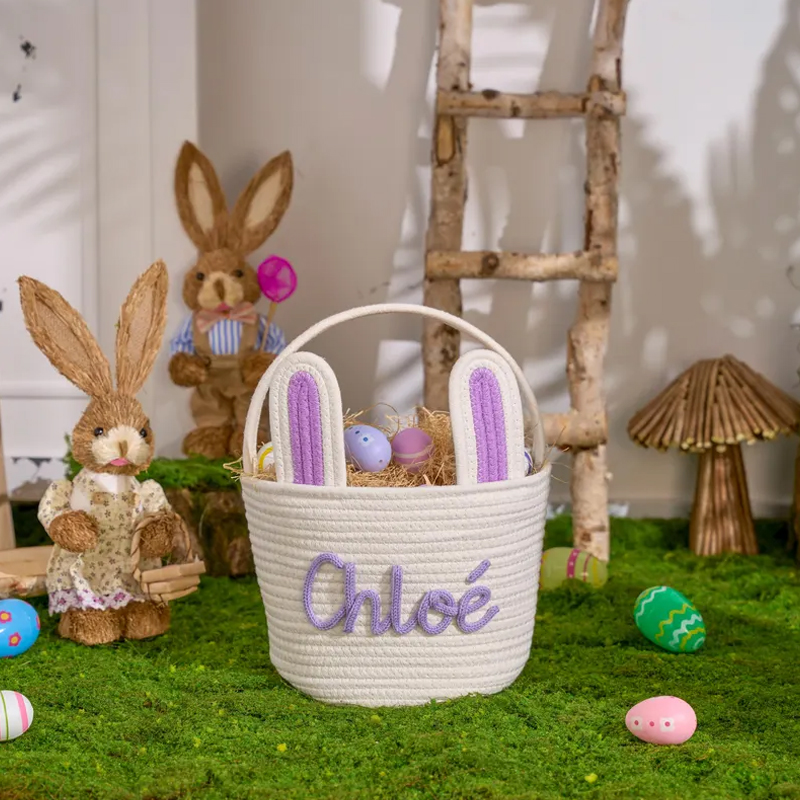 Personalized Easter Basket Rope Cotton bucket