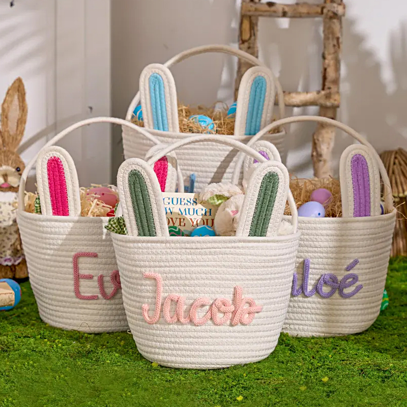 Personalized Easter Basket Rope Cotton bucket