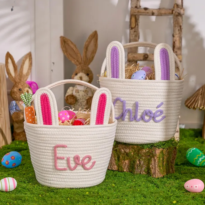 Personalized Easter Basket Rope Cotton bucket