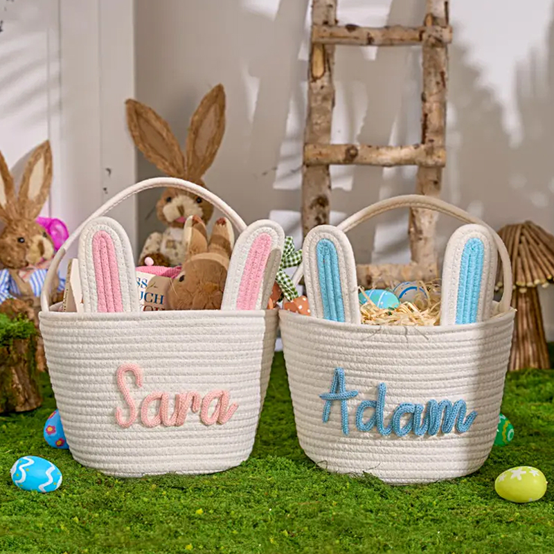 Personalized Easter Basket Rope Cotton bucket