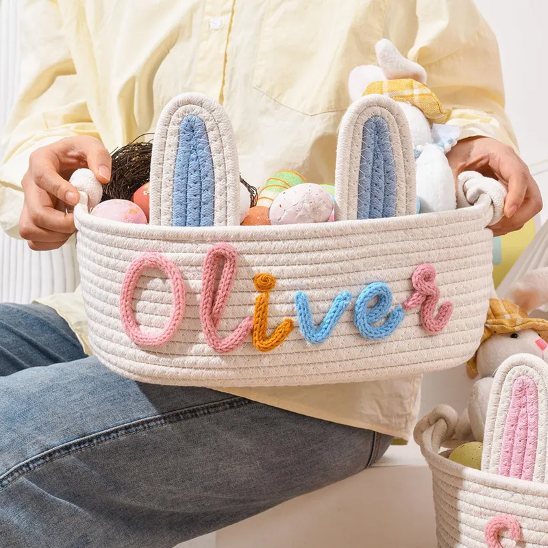 Personalized Easter Basket With Ears for Kids