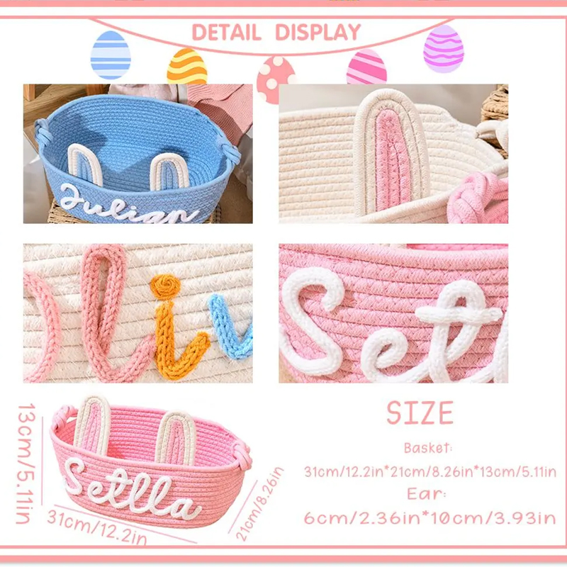 Personalized Easter Basket With Ears for Kids