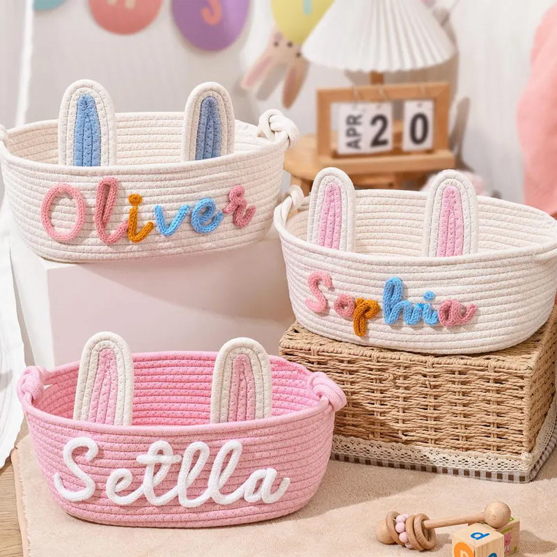 Personalized Easter Basket With Ears for Kids