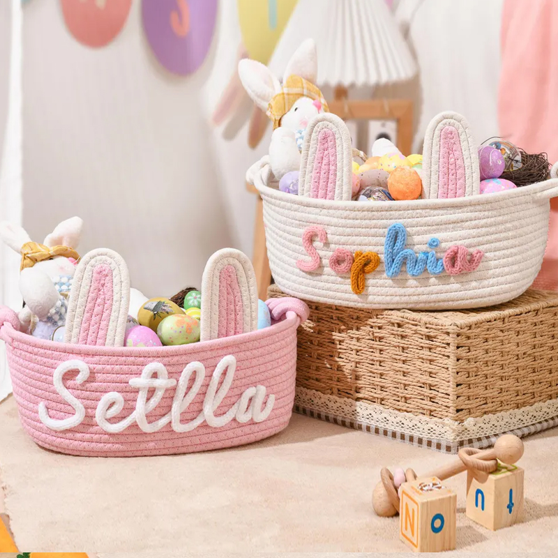 Personalized Easter Basket With Ears for Kids