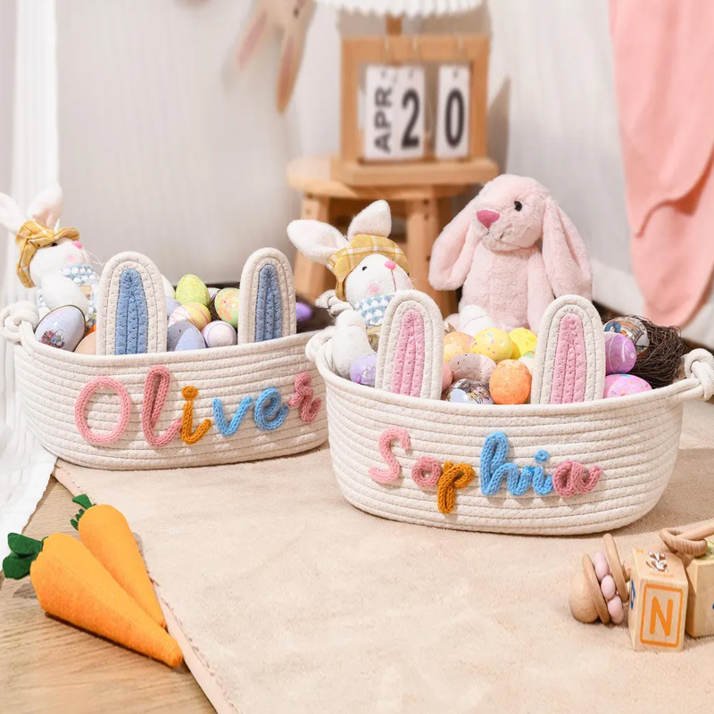 Personalized Easter Basket With Ears for Kids