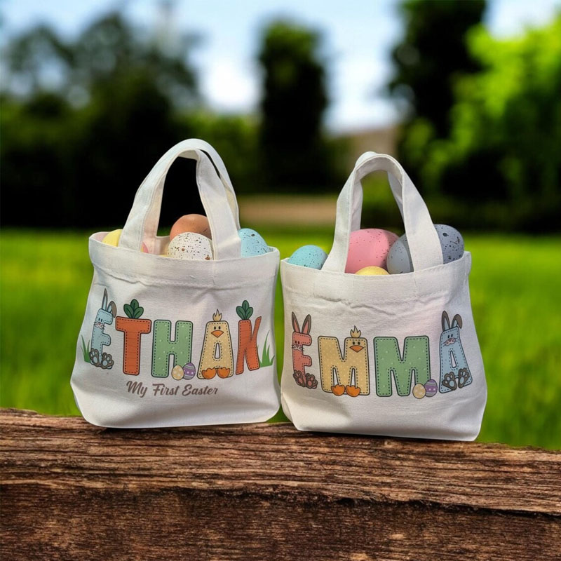 Personalized Easter Name Easter Eggs Hunting Bag