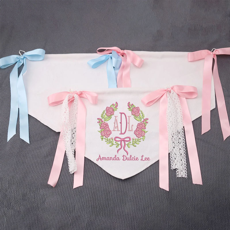 Personalized Embroidered Rose Baby Banner