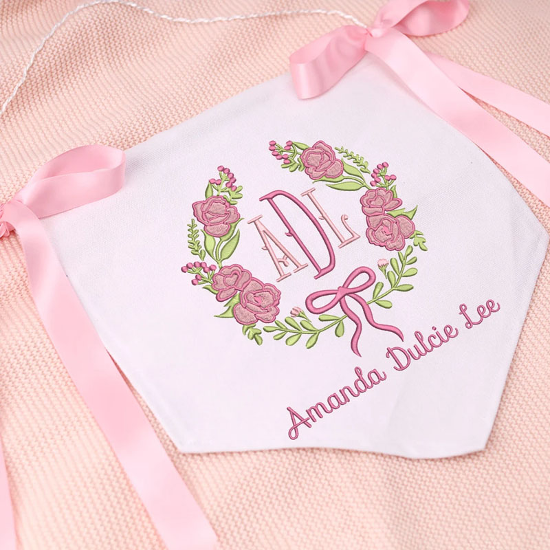 Personalized Embroidered Rose Baby Banner