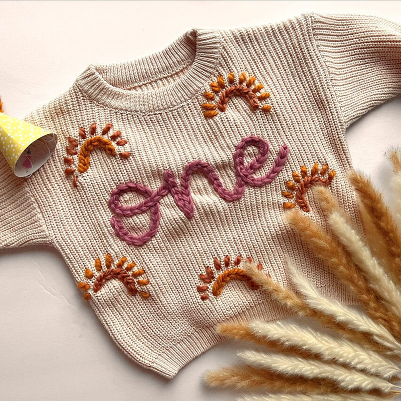 Personalized Embroidered Strawberries And Flowers Sweater