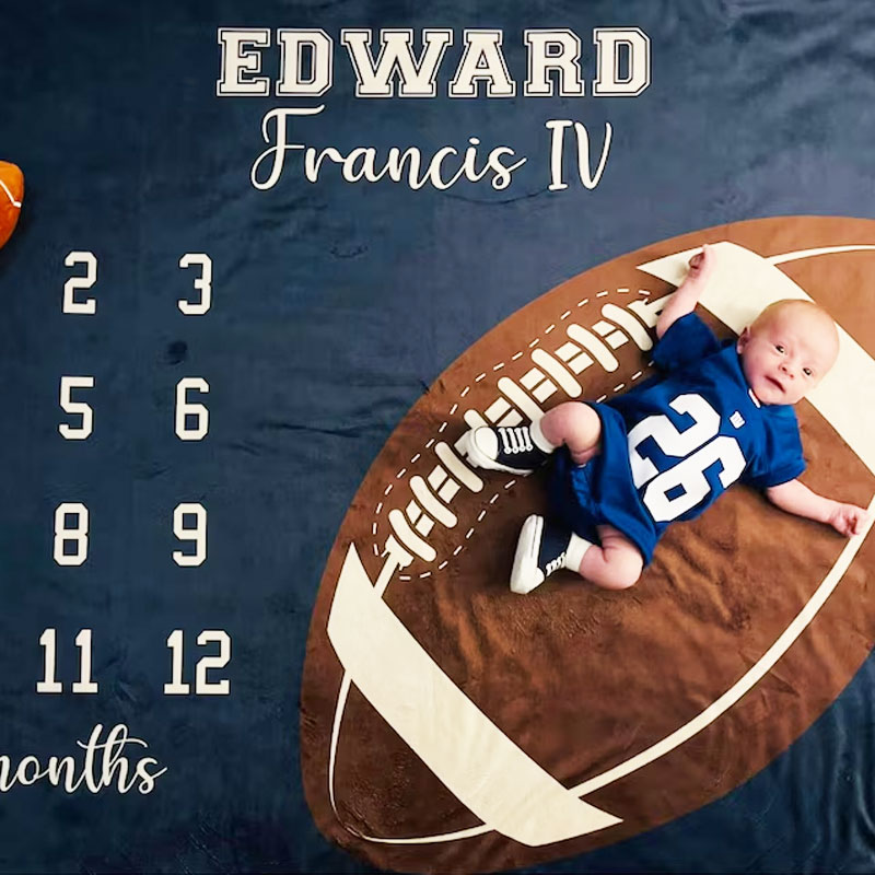 Personalized Football Milestone Blanket Sports
