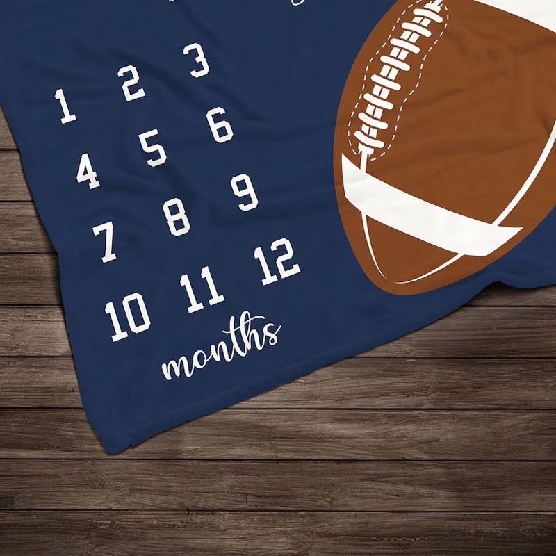 Personalized Football Milestone Blanket Sports