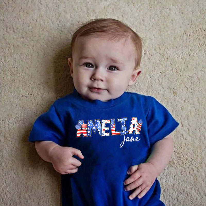 Personalized Fourth of July Baby Romper Patriotic Name