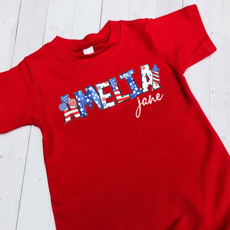Personalized Fourth of July Baby Romper Patriotic Name