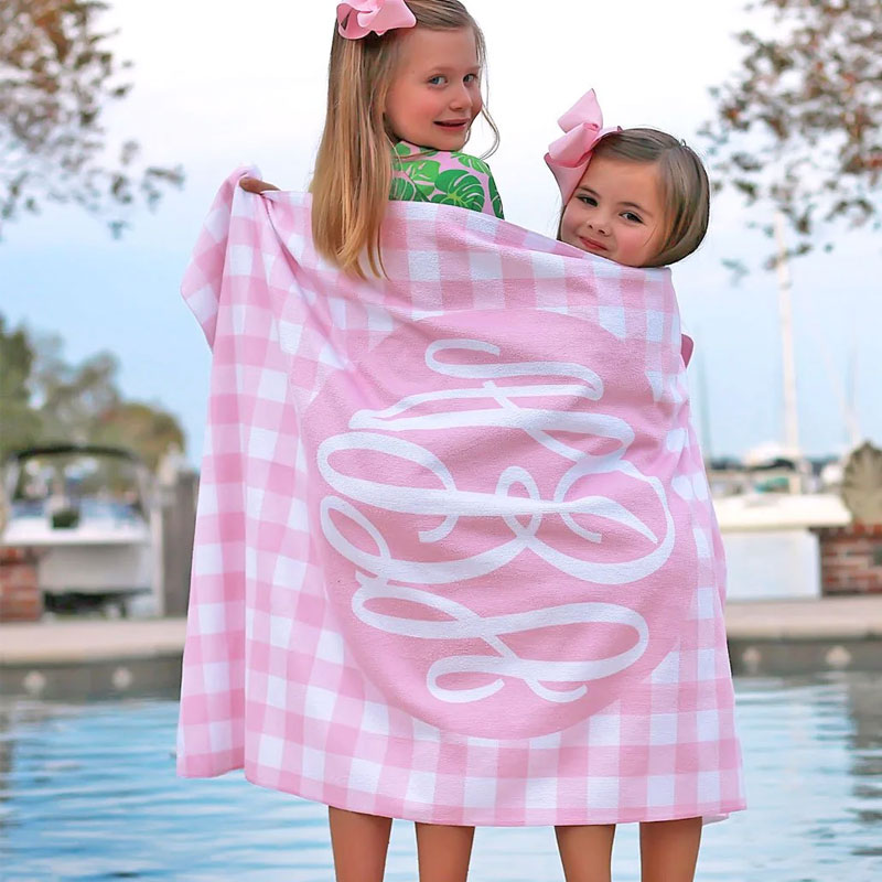 Personalized Gingham Towel Beach Towel