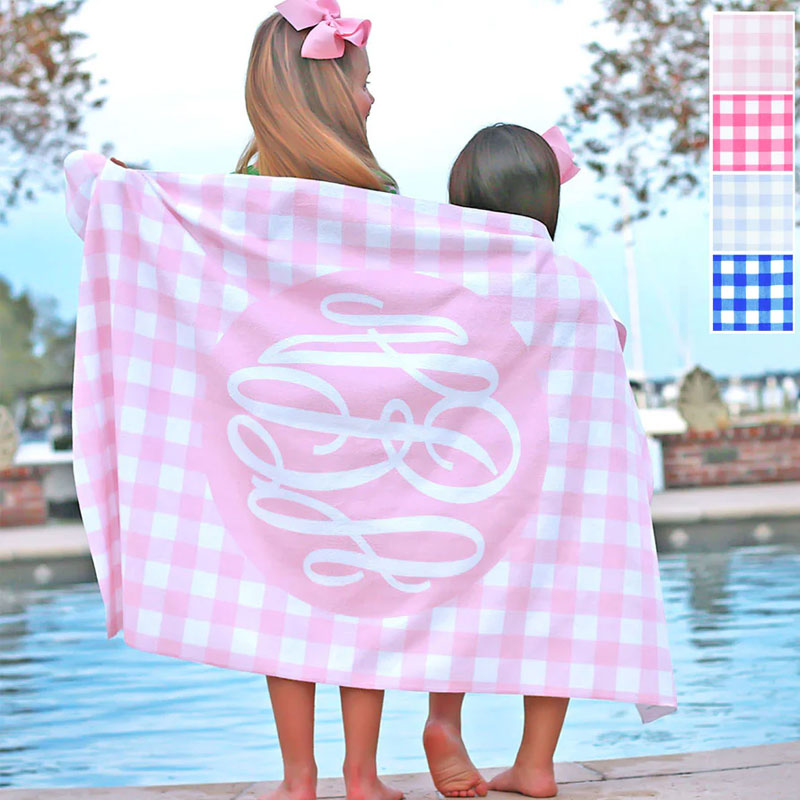 Personalized Gingham Towel Beach Towel