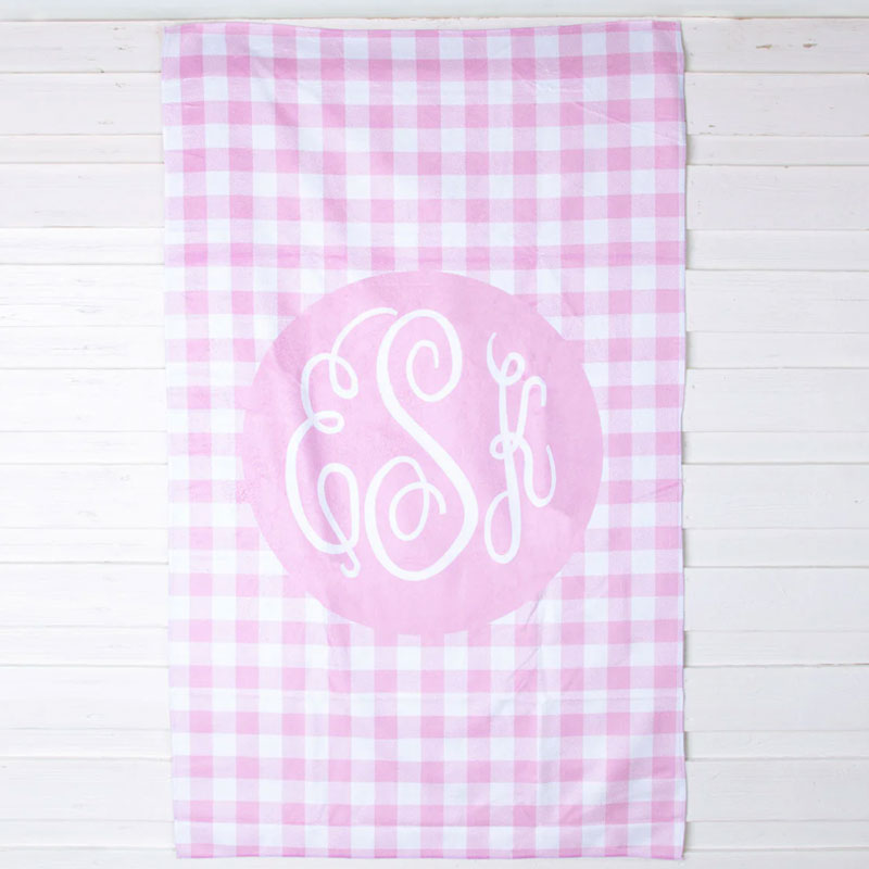 Personalized Gingham Towel Beach Towel