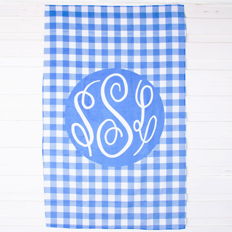 Personalized Gingham Towel Beach Towel