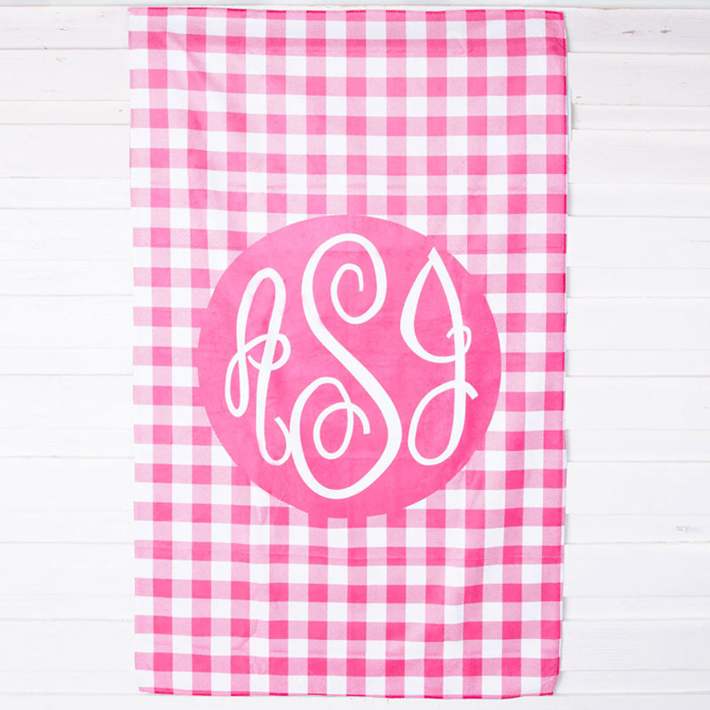 Personalized Gingham Towel Beach Towel