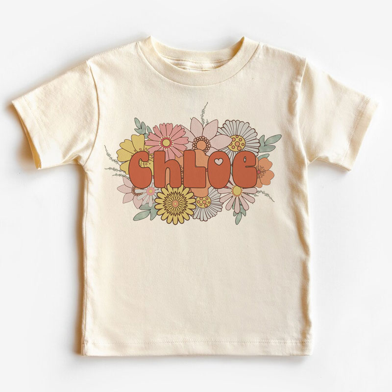 Personalized Girl Shirt - Retro Daisy Wild Flower