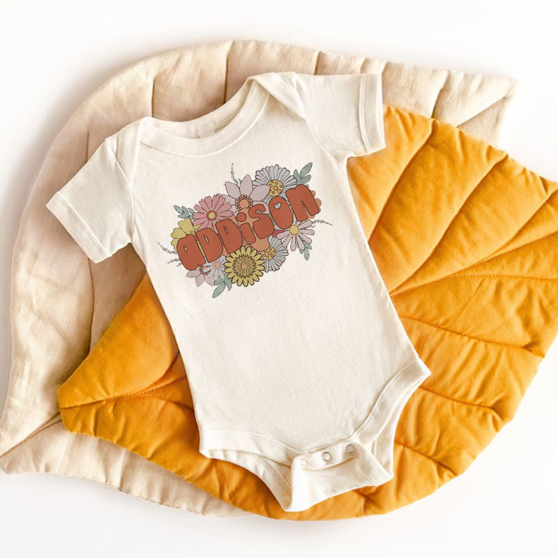 Personalized Girl Shirt - Retro Daisy Wild Flower
