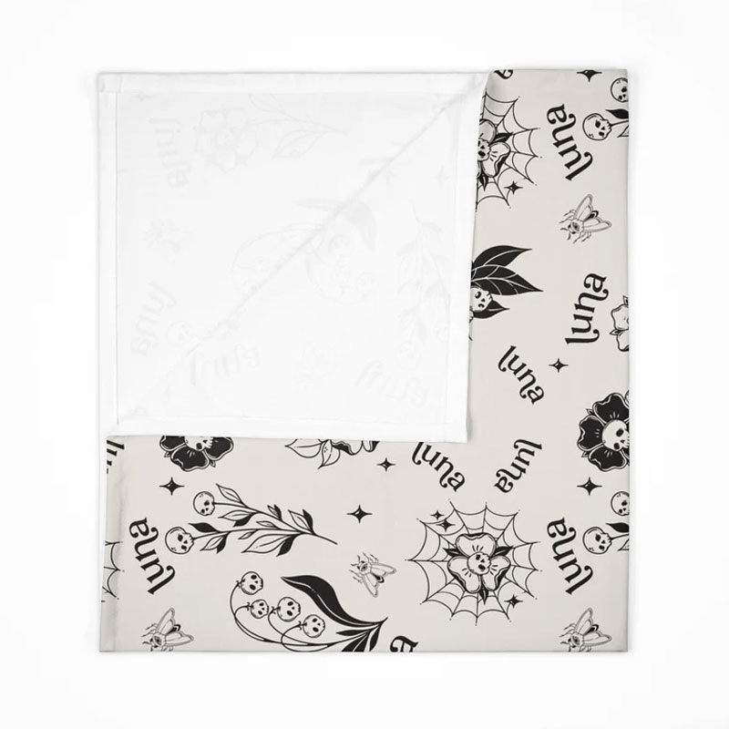 Personalized Gothic baby swaddle Skull flowers blanket