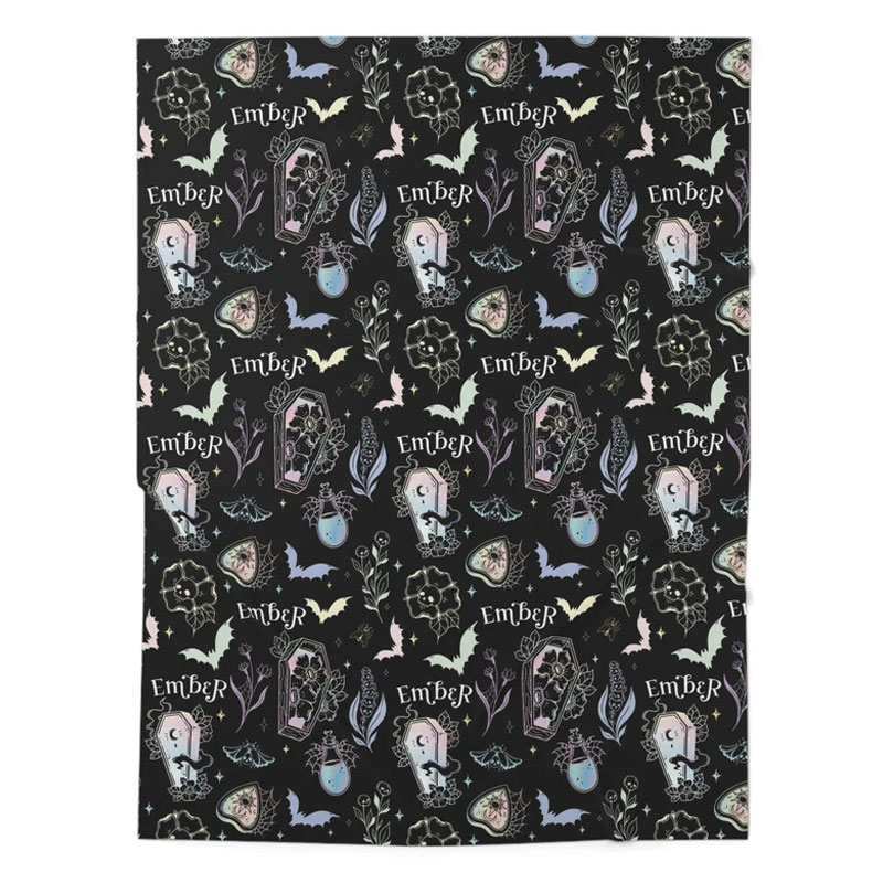 Personalized Gothic baby swaddle Skull flowers blanket
