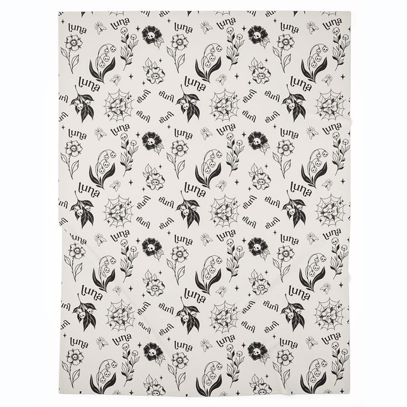 Personalized Gothic baby swaddle Skull flowers blanket