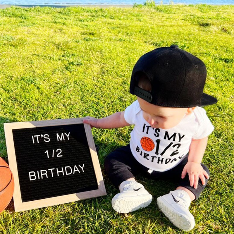 Personalized Half Birthday Basketball Bodysuit