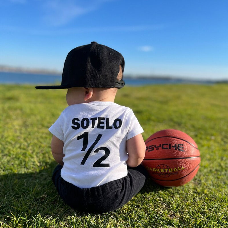 Personalized Half Birthday Basketball Bodysuit