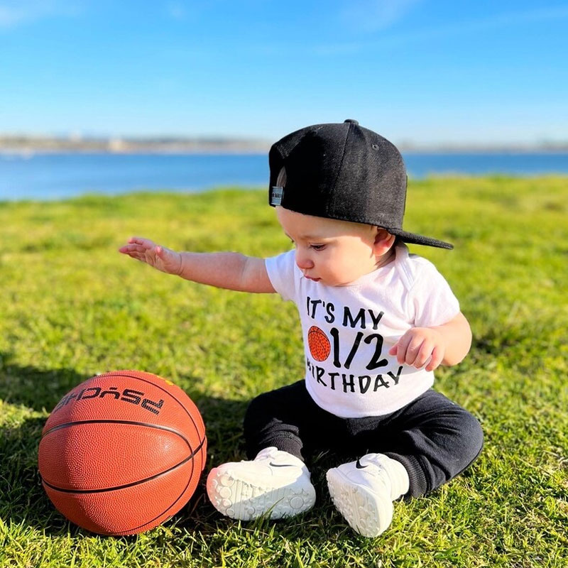 Personalized Half Birthday Basketball Bodysuit