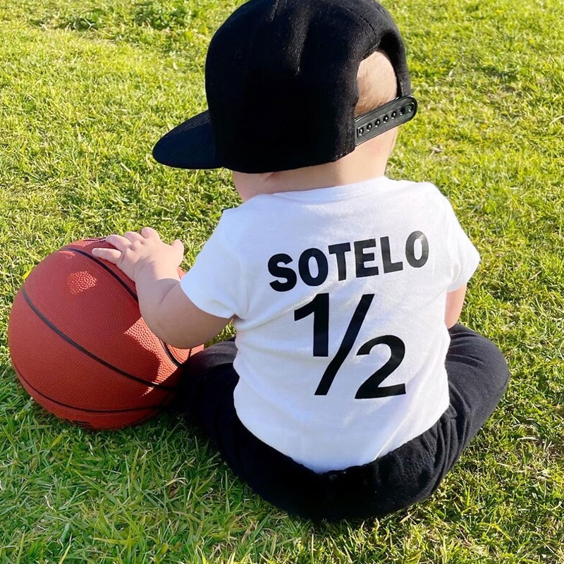 Personalized Half Birthday Basketball Bodysuit