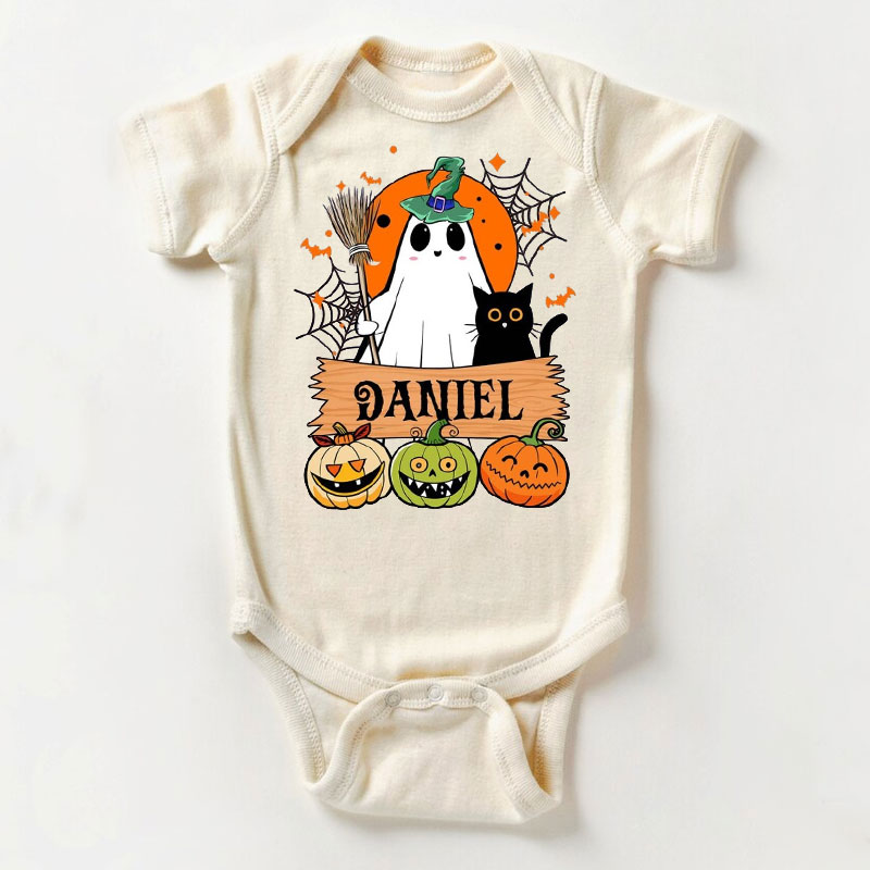 Personalized Halloween Retro Name Boo Bodysuit