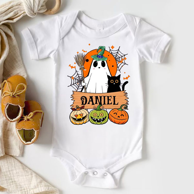 Personalized Halloween Retro Name Boo Bodysuit