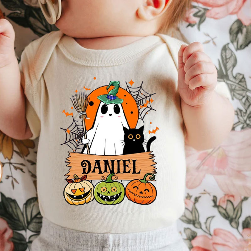 Personalized Halloween Retro Name Boo Bodysuit